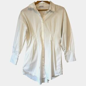 MADE IN ITALY White Tapered Long Sleeve Button Down Women’s Sz S
